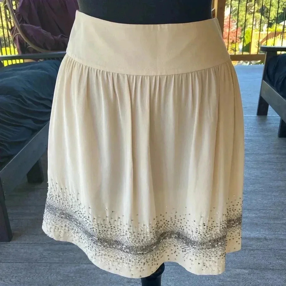 Club Monaco  | Silk Hand Beaded Skirt